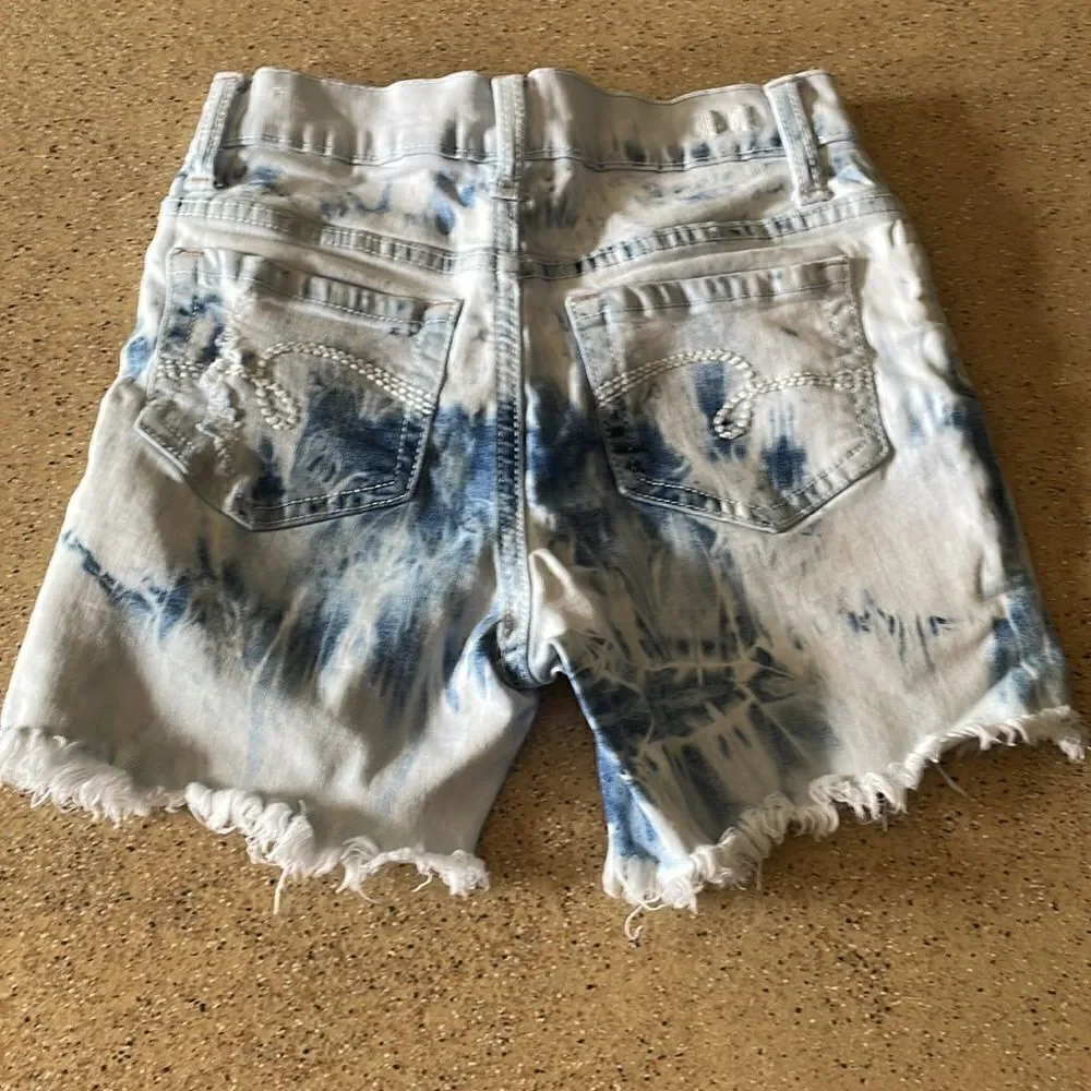 Justice bleach dyed deconstructed cutoff jean shorts